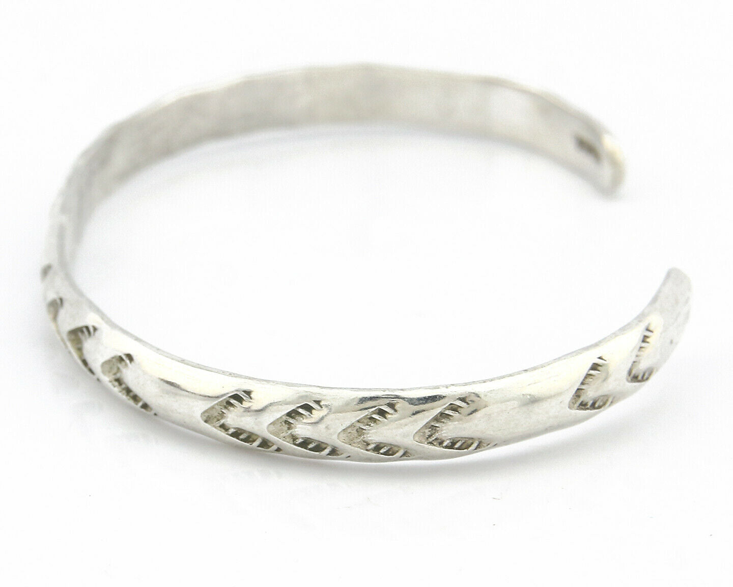 Navajo Bracelet .925 Silver Hand Stamped Arrow Head Artist Montoya C.80's #65