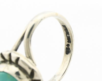 Navajo Ring .925 Silver Kingman Turquoise Artist Signed Gecko C.90's