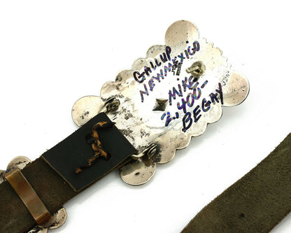 Navajo Concho Belt .925 Silver Hand Stamped Artist Mike Begay C.80's