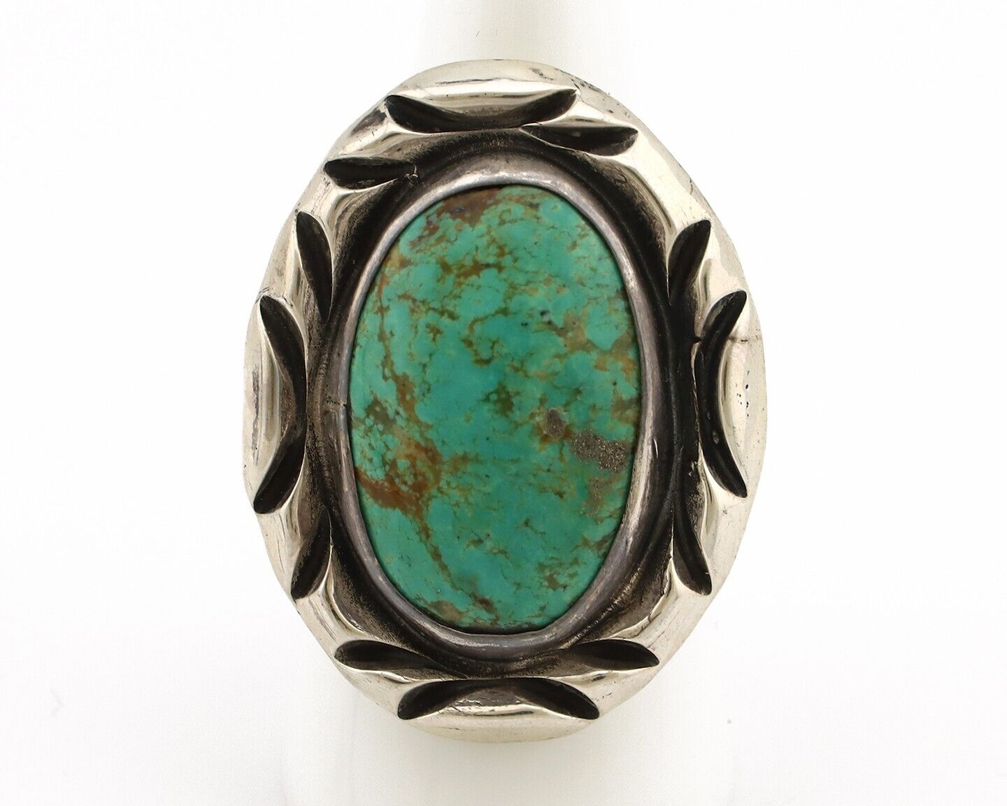 Navajo Ring 925 Silver Kingman Turquoise Native Artist Signed C Montoya C.80's