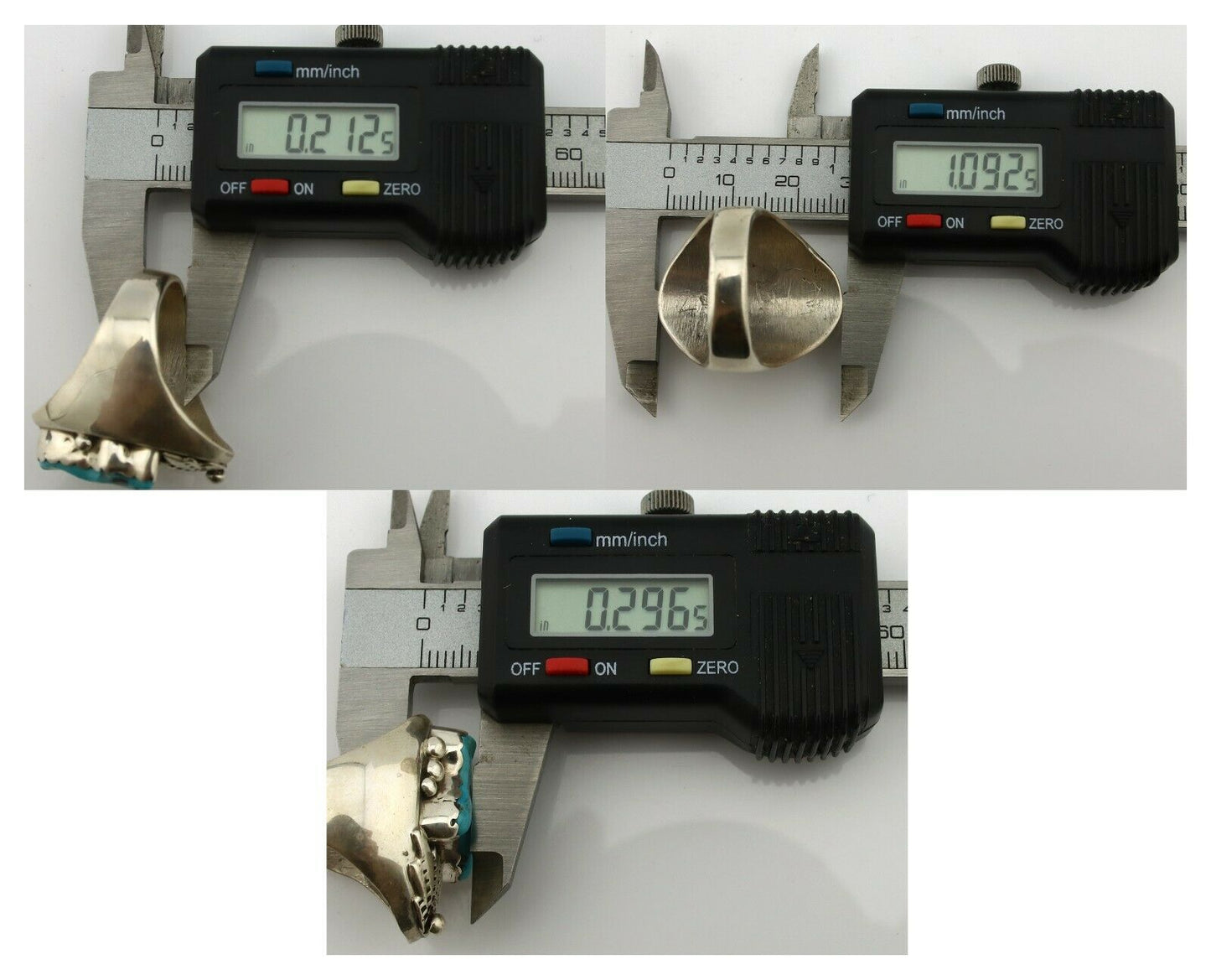 Zuni Ring .925 Silver Sleeping Beauty Turquoise Artist EBY C.80's