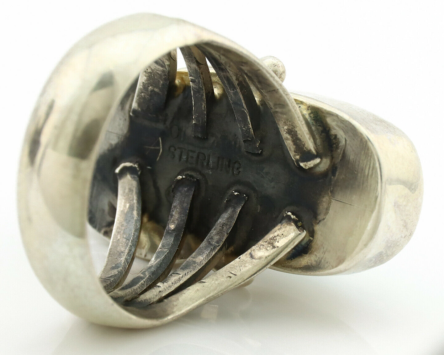 Navajo Ring .925 Silver Kingman Turquoise Native American Artist C.1980's