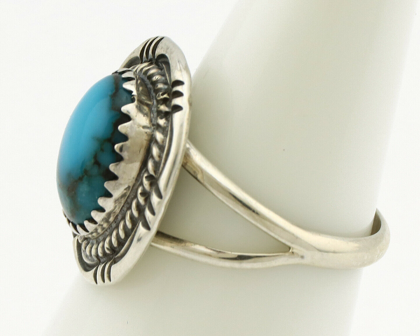 Navajo Ring .925 Silver Blue Southwest Turquoise Native Artist C.1980's