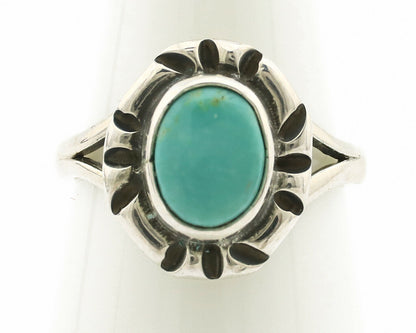 Navajo Ring .925 Silver Kingman Turquoise Artist Signed Gecko C.90's