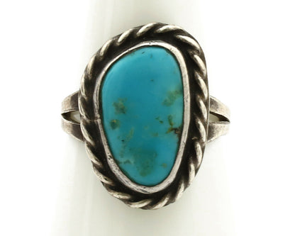 Navajo Ring .925 Silver Kingman Turquoise Native American Artist C.1980's
