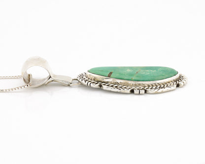 Navajo Necklace 925 Silver Natural Green Turquoise Artist Signed J C.80's