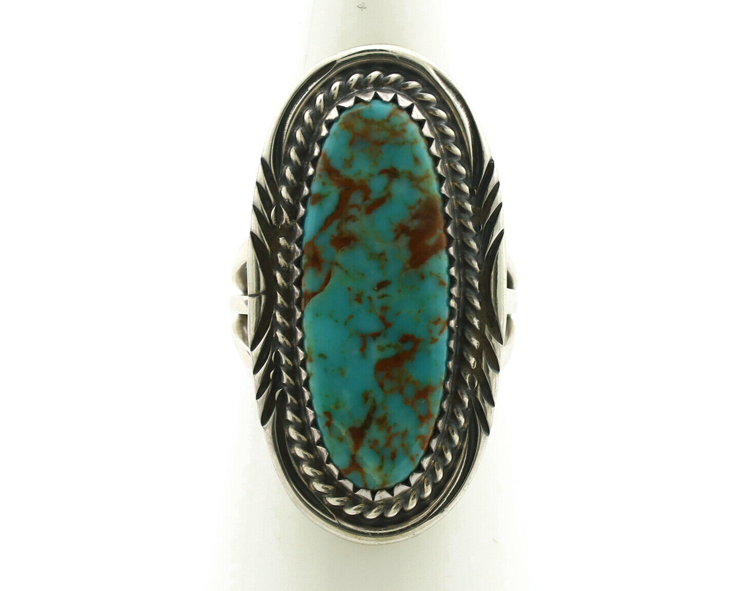 Navajo Ring 925 Silver Natural Blue Turquoise Artist Signed USA C.80's