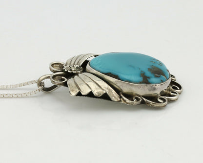 Navajo Necklace .925 Silver Morenci Turquoise Native American C.80's