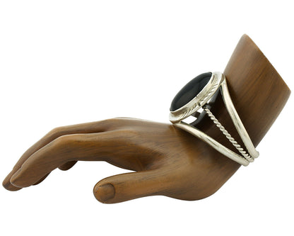 Navajo Bracelet .925 Silver Natural Black Onyx Artist Native American C.90's