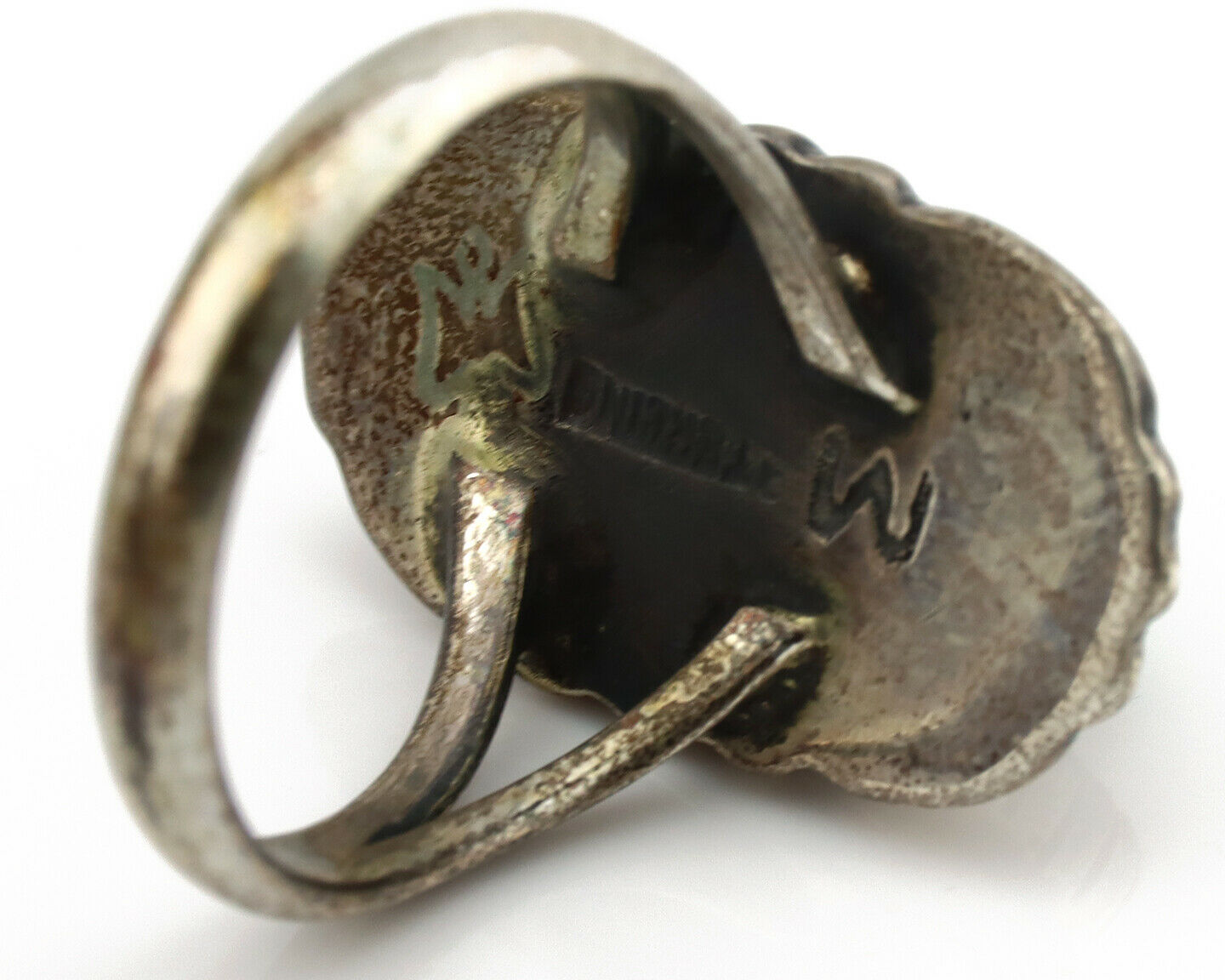 Navajo Ring .925 Silver Natural Whole Turquoise Artist M Montoya C.1980's