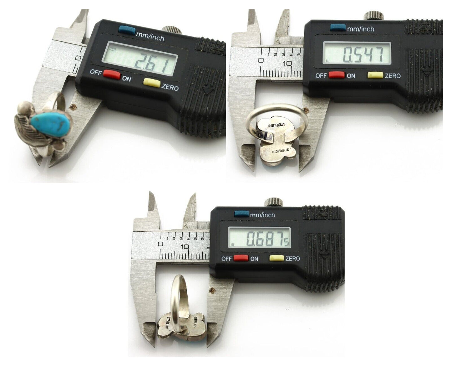 Zuni Ring 925 Silver Natural Mined Blue Turquoise Artist Signed Simplicio C.80's