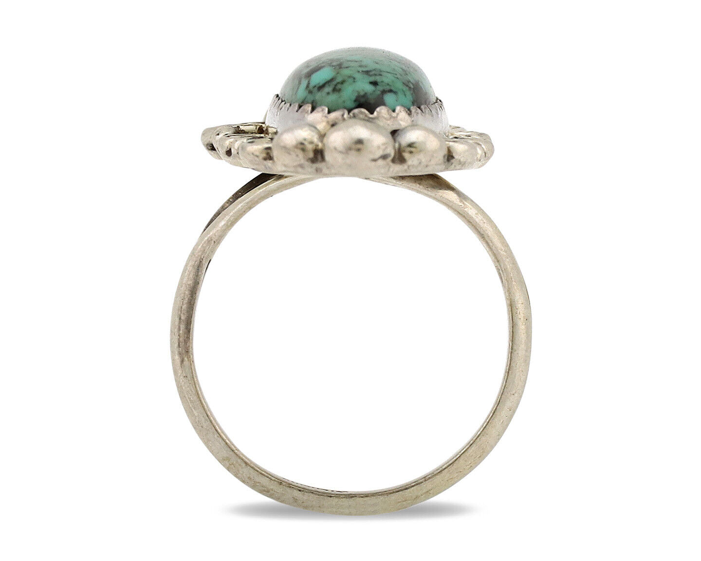 Navajo Ring .925 Silver Spiderweb Turquoise Artist Signed TALHAT C.80's