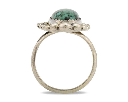 Navajo Ring .925 Silver Spiderweb Turquoise Artist Signed TALHAT C.80's