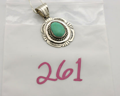 Navajo Necklace .925 Silver Kingman Turquoise Signed JP C.1980's