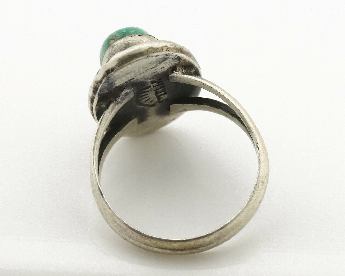 Navajo Ring .925 Silver Kingman Turquoise Native Artist Signed C.80's