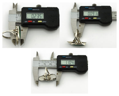 Navajo Ring 925 Silver Natural Green Malachite Signed Justin Morris C.80's