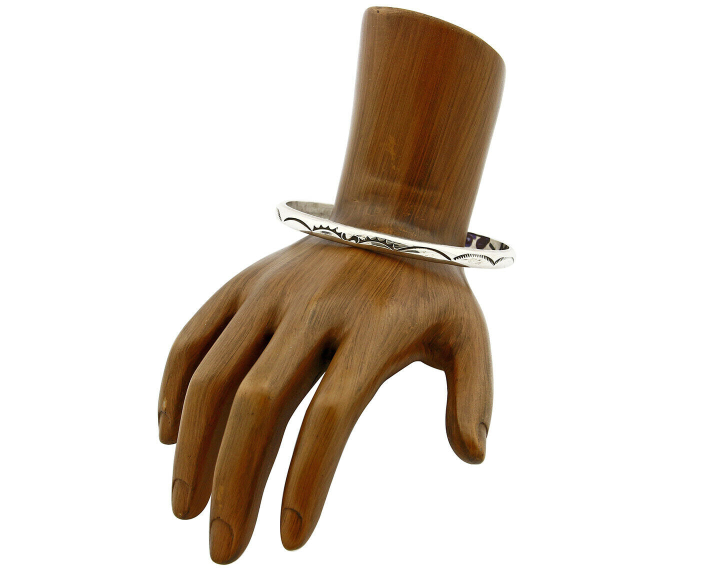 Women's Navajo Bracelet .925 Silver 5.20 mm Wide Hand Stamped Design