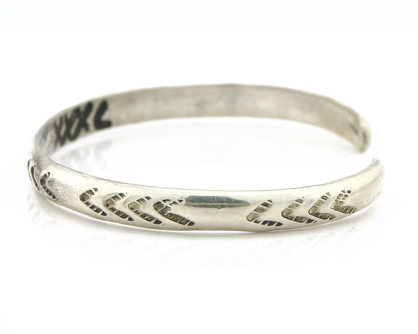 Navajo Bracelet .925 Silver Hand Stamped Arrow Head Signed Montoya C80s