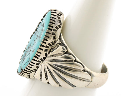 Navajo Ring .925 Silver Sleeping Beauty Turquoise Artist Signed DK C.80's