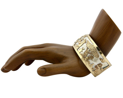 Navajo Bracelet Pictograph Landscape SOLID .925 Silver & 12K GF Artist Signed B