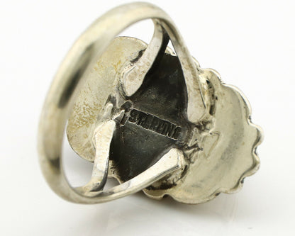 Navajo Ring .925 Silver Green Turquoise Artist Signed M Montoya C.80's
