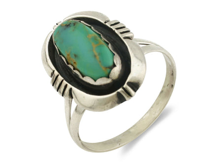 Navajo Ring .925 Silver Kingman Turquoise Handmade Native American Artist C.80's