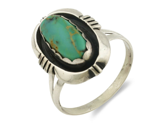 Navajo Ring .925 Silver Kingman Turquoise Handmade Native American Artist C.80's