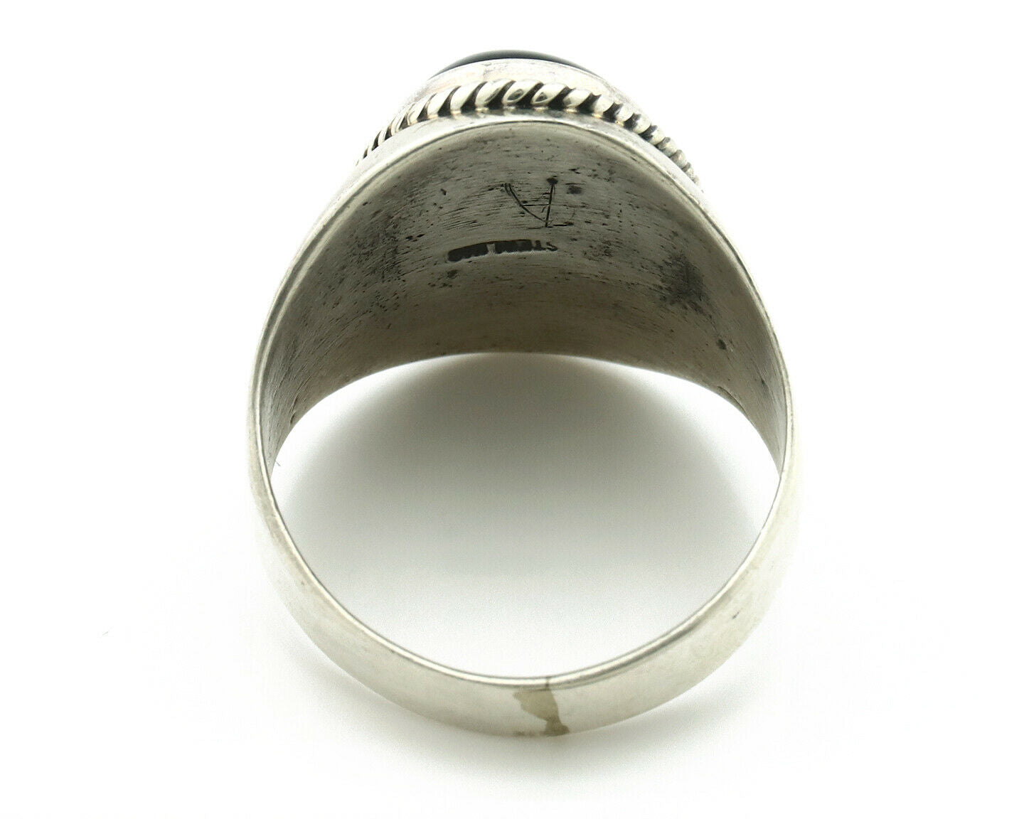 Navajo Ring .925 Silver Handmade Black Onyx Native American Artist C.80's