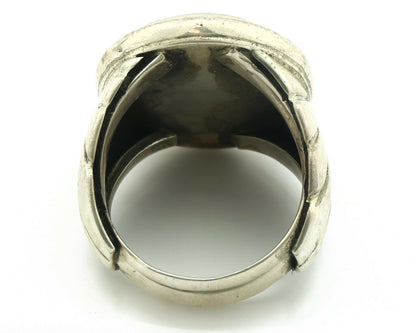 Navajo Ring .925 Silver Blue Gem Turquoise Artist Signed DZ C.80's