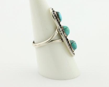 Navajo Ring .925 Silver Natural Blue Turquoise Native American Artist C.80's