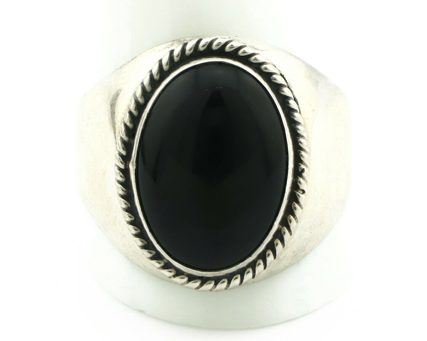 Navajo Ring .925 Silver Handmade Black Onyx Native American Artist C.80's