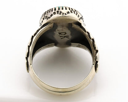 Navajo Ring .925 Silver Sleeping Beauty Turquoise Artist Signed DK C.80's