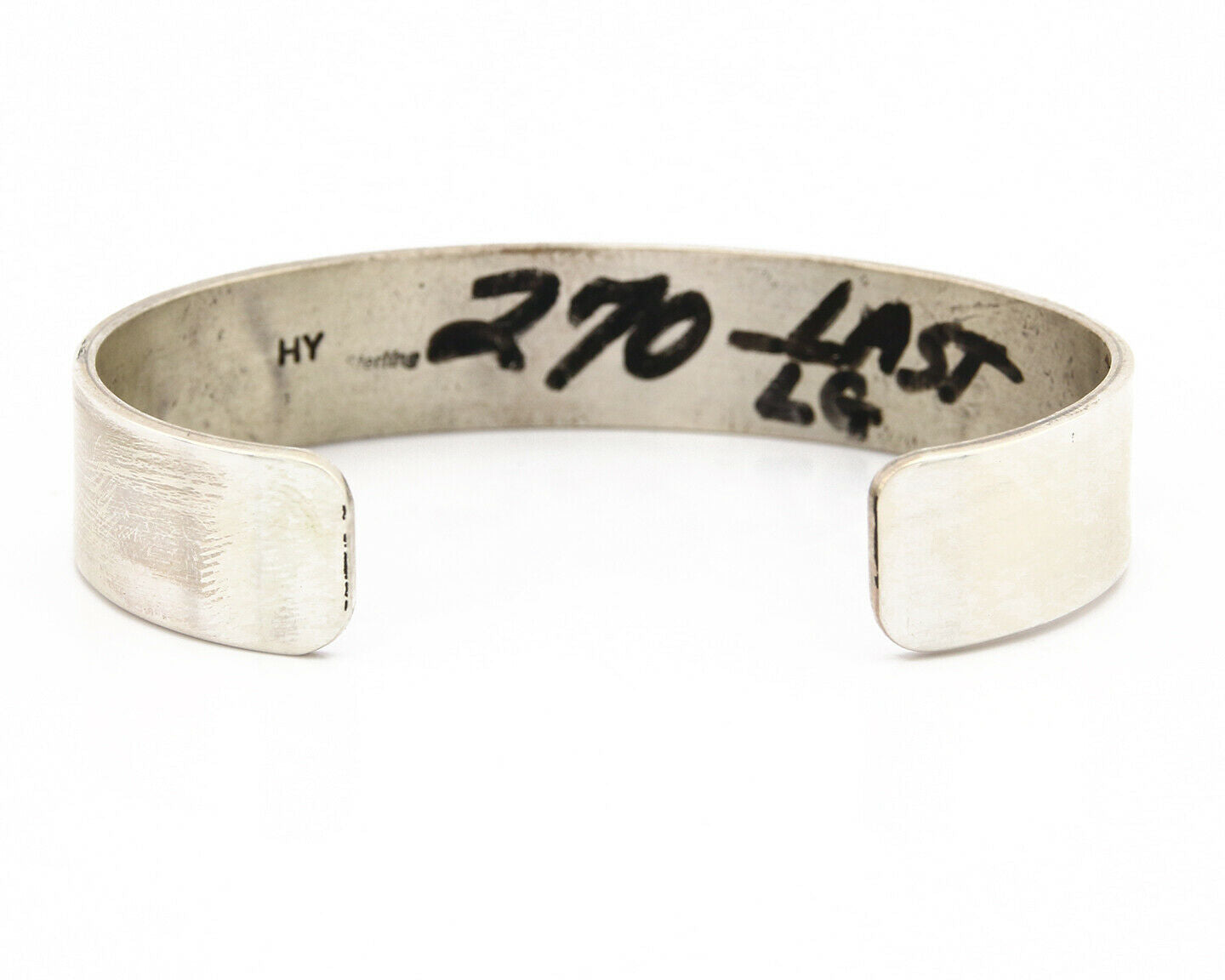Navajo Bracelet .925 Silver Hand Stamped Overlay Signed HY C.80's