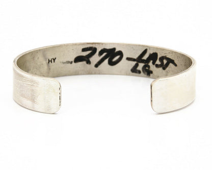 Navajo Bracelet .925 Silver Hand Stamped Overlay Signed HY C.80's