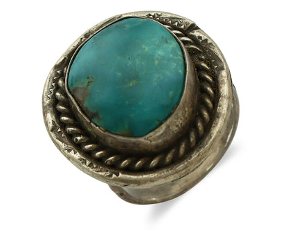 Navajo Ring .925 Silver Blue Turquoise Native American Artist C.1980's