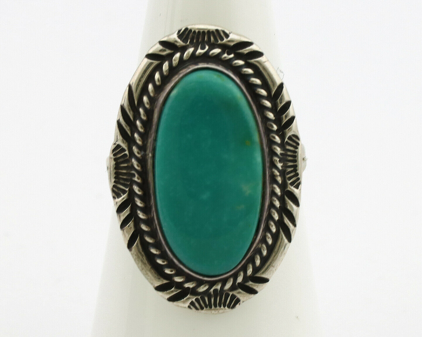 Navajo Ring .925 Silver Nevada Turquoise Native American Artist C.1980's
