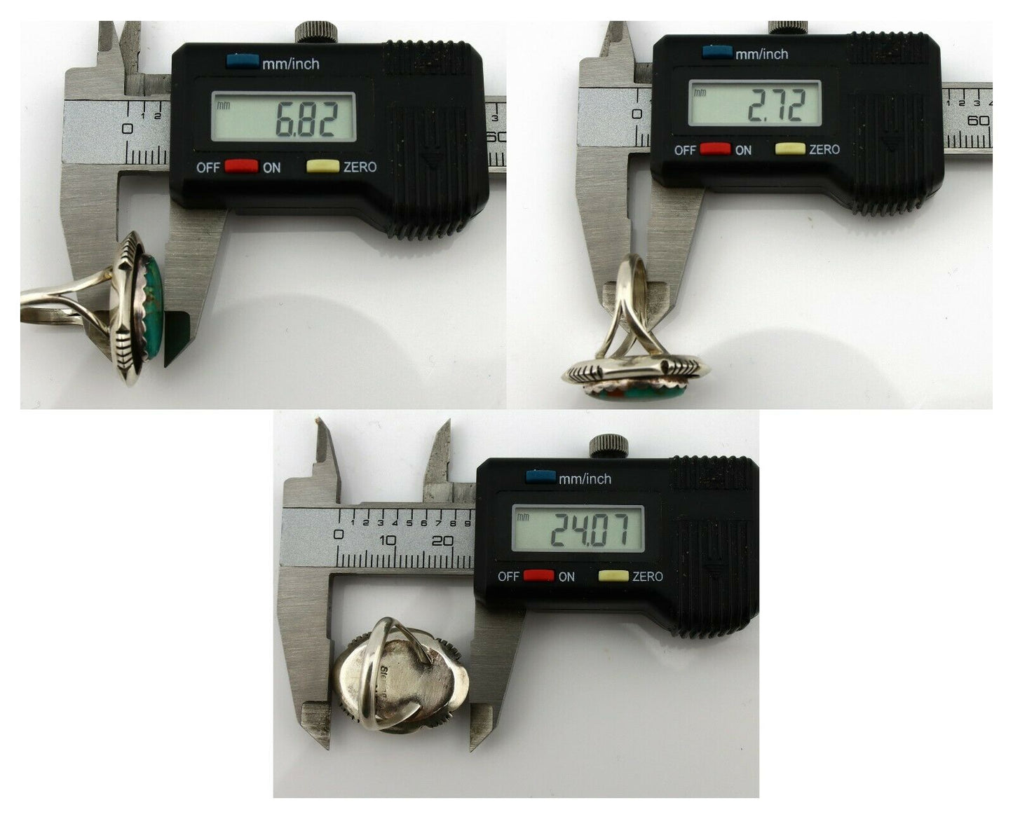 Navajo Ring .925 Silver Blue Gem Turquoise Artist Signed M Nez C80s