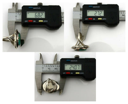 Navajo Ring .925 Silver Blue Gem Turquoise Artist Signed M Nez C80s