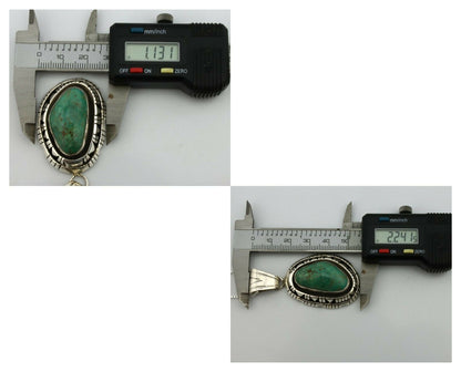 Navajo Pendant .925 Silver Aqua Turquoise Artist Signed FT C.80's