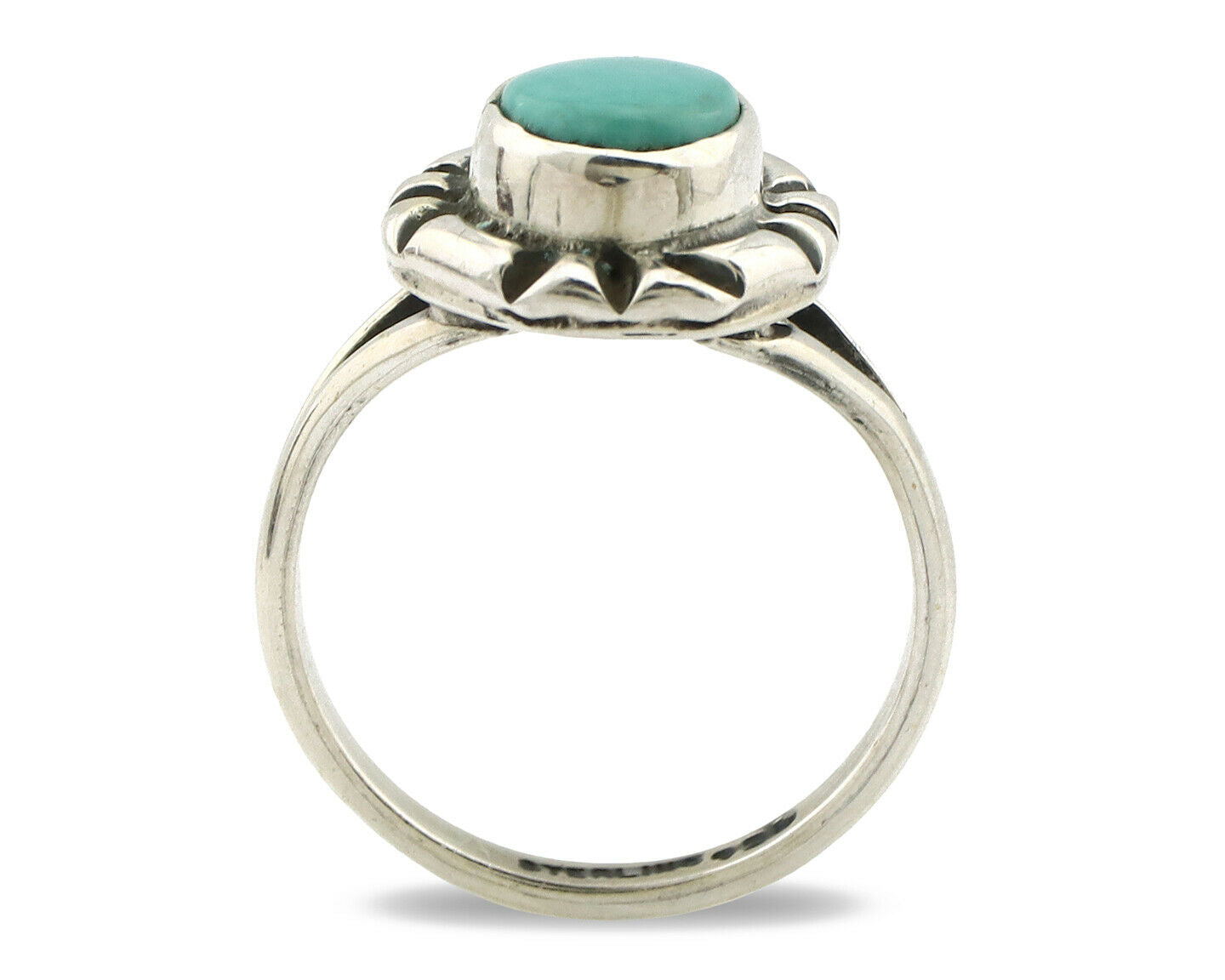 Navajo Ring .925 Silver Kingman Turquoise Artist Signed Gecko C.90's