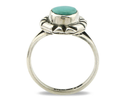 Navajo Ring .925 Silver Kingman Turquoise Artist Signed Gecko C.90's