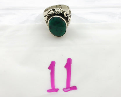 Navajo Ring .925 Silver Crescent Valley Turquoise Native Artist C.80's