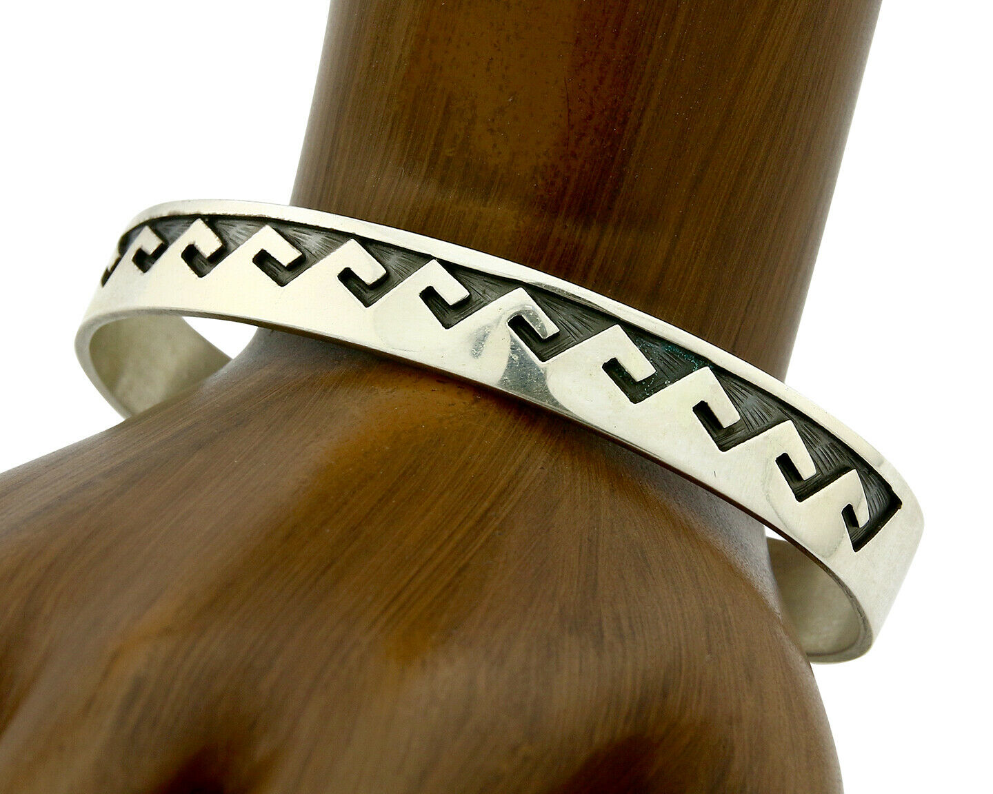 Navajo Bracelet Overlay Design .925 SOLID Sterling Silver Signed Artist SC C.80s