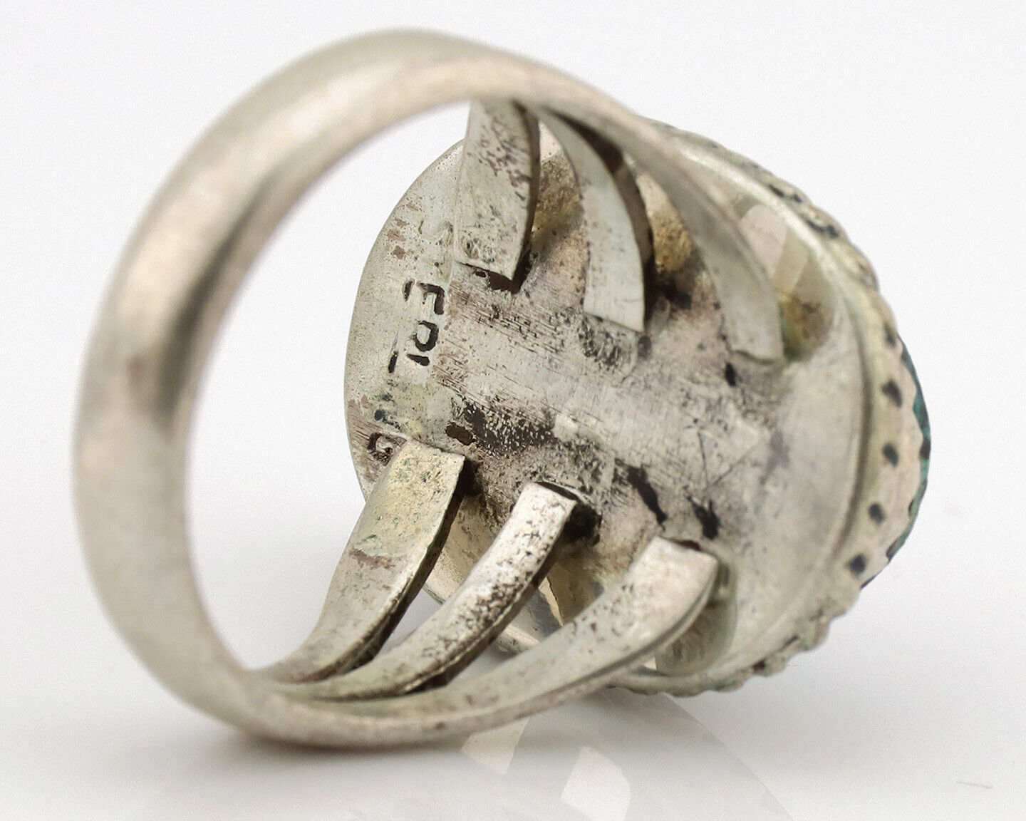 Navajo Ring .925 Silver Natural Turquoise Native American Artist C.1980's