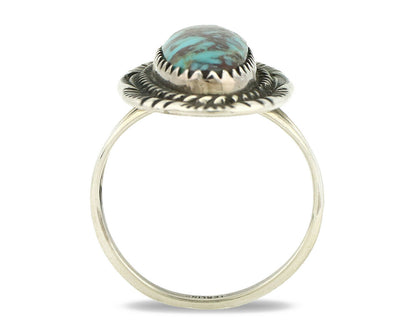 Navajo Ring .925 Silver Spiderweb Turquoise Artist Signed M C.90's