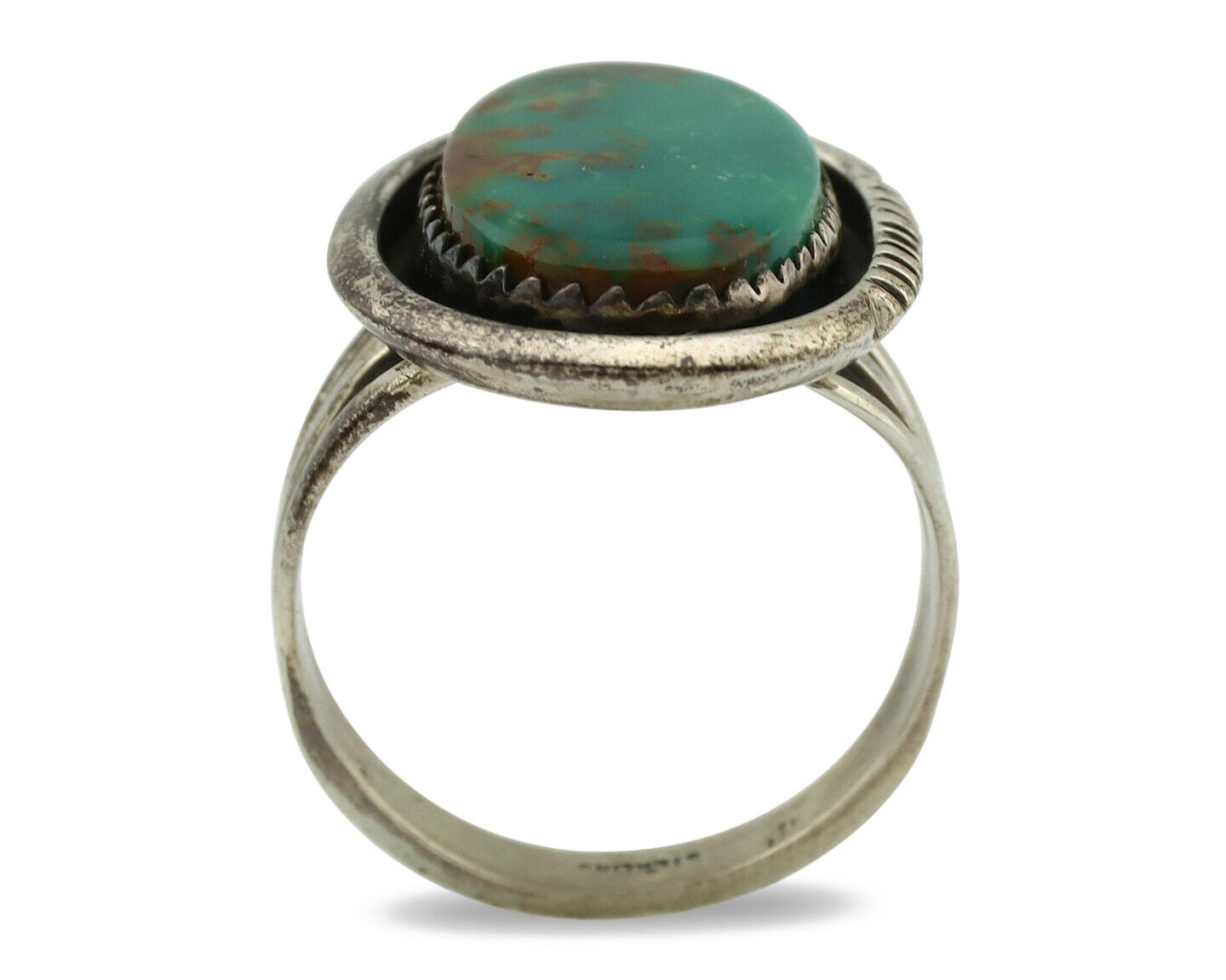 Navajo Ring .925 Silver Kingman Turquoise Native American Artist C.1980's