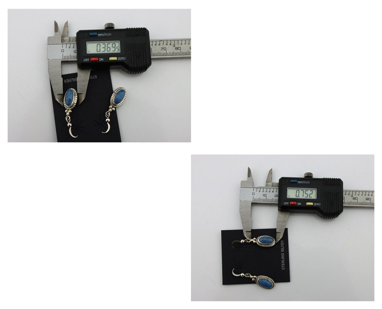 Navajo Earrings 925 Silver Natural Royal Blue Lapis Native American Artist C90s