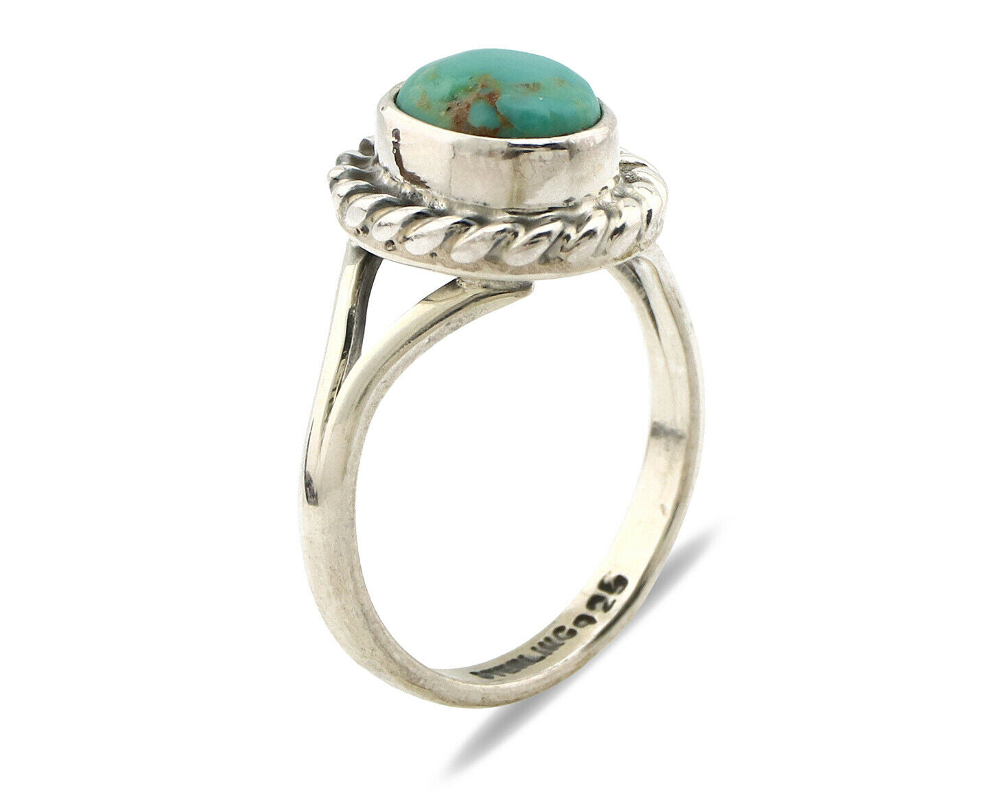 Navajo Ring .925 Silver Kingman Turquoise Artist Signed Gecko C.90's