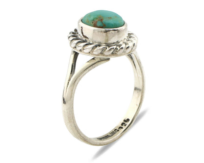 Navajo Ring .925 Silver Kingman Turquoise Artist Signed Gecko C.90's