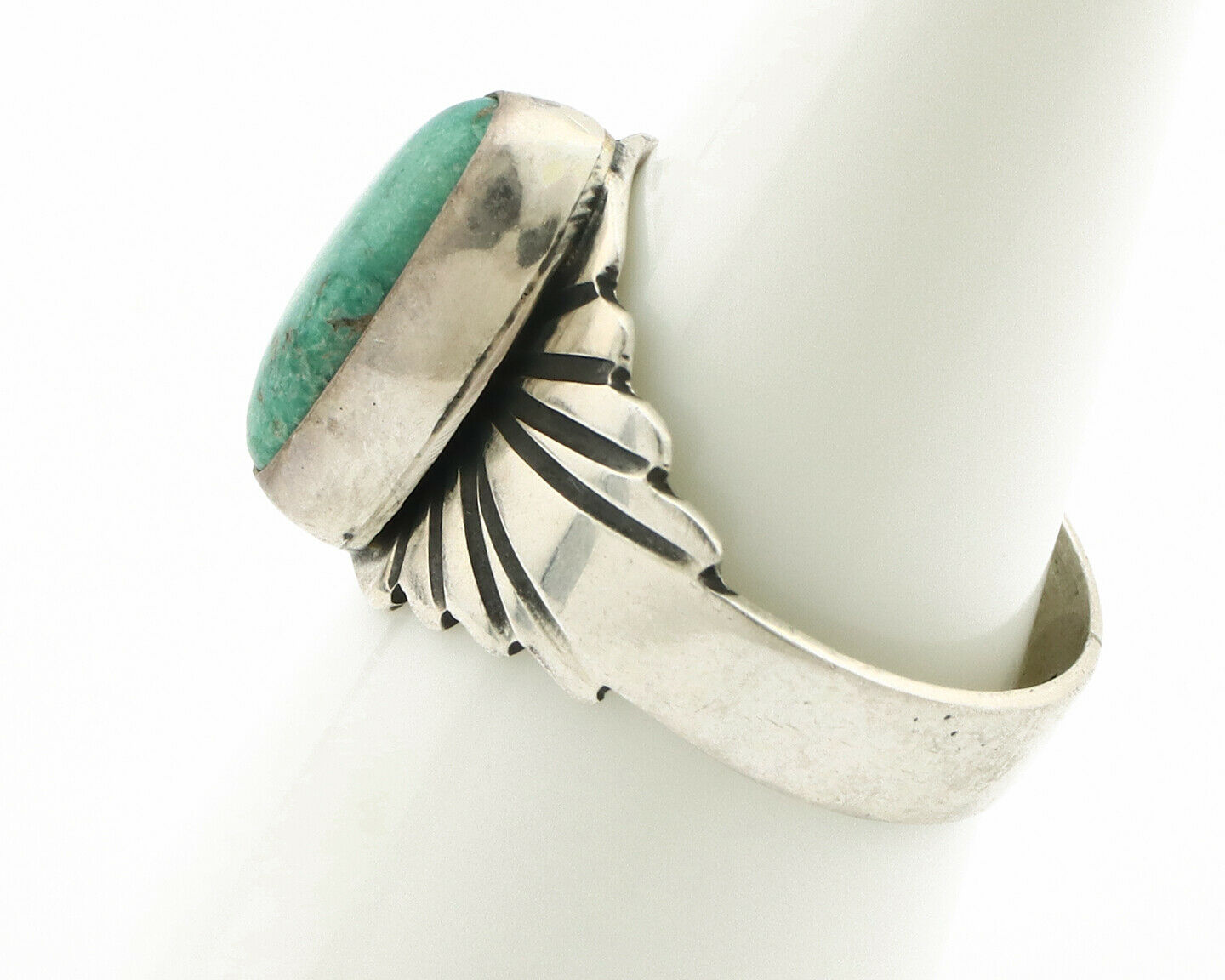 Navajo Ring .925 Silver Kingman Turquoise Artist Signed Apache C.80's